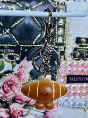 Kawaii Croissant Keychain Charm - Brown